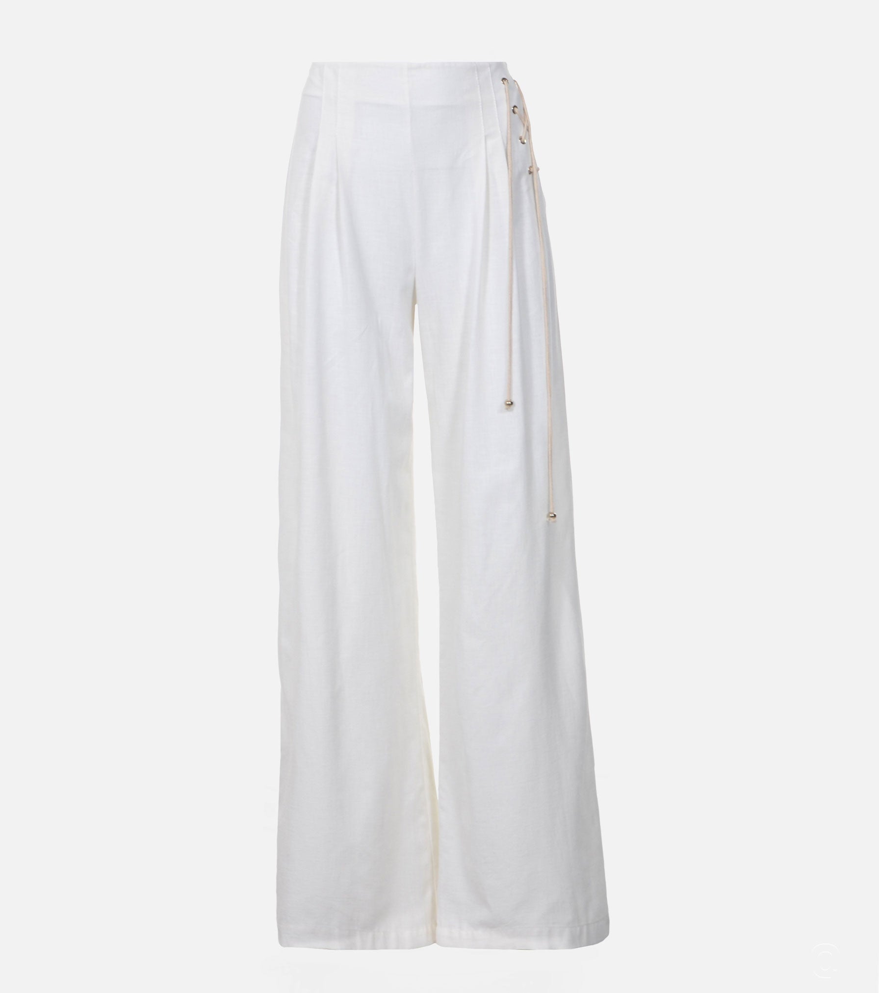 High Waist Trousers with Decorative Ties