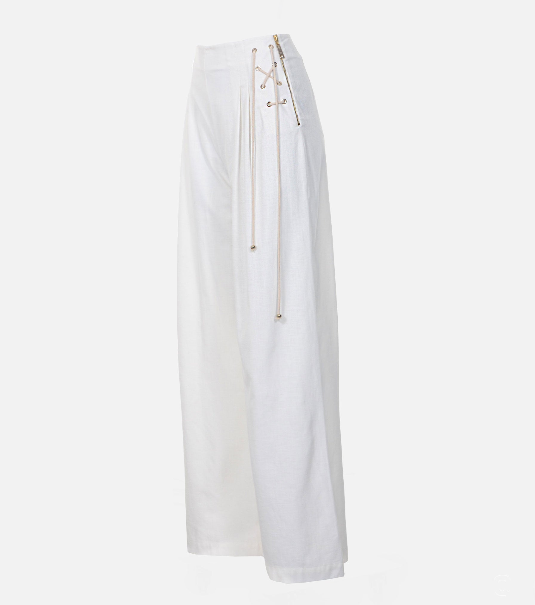 High Waist Trousers with Decorative Ties