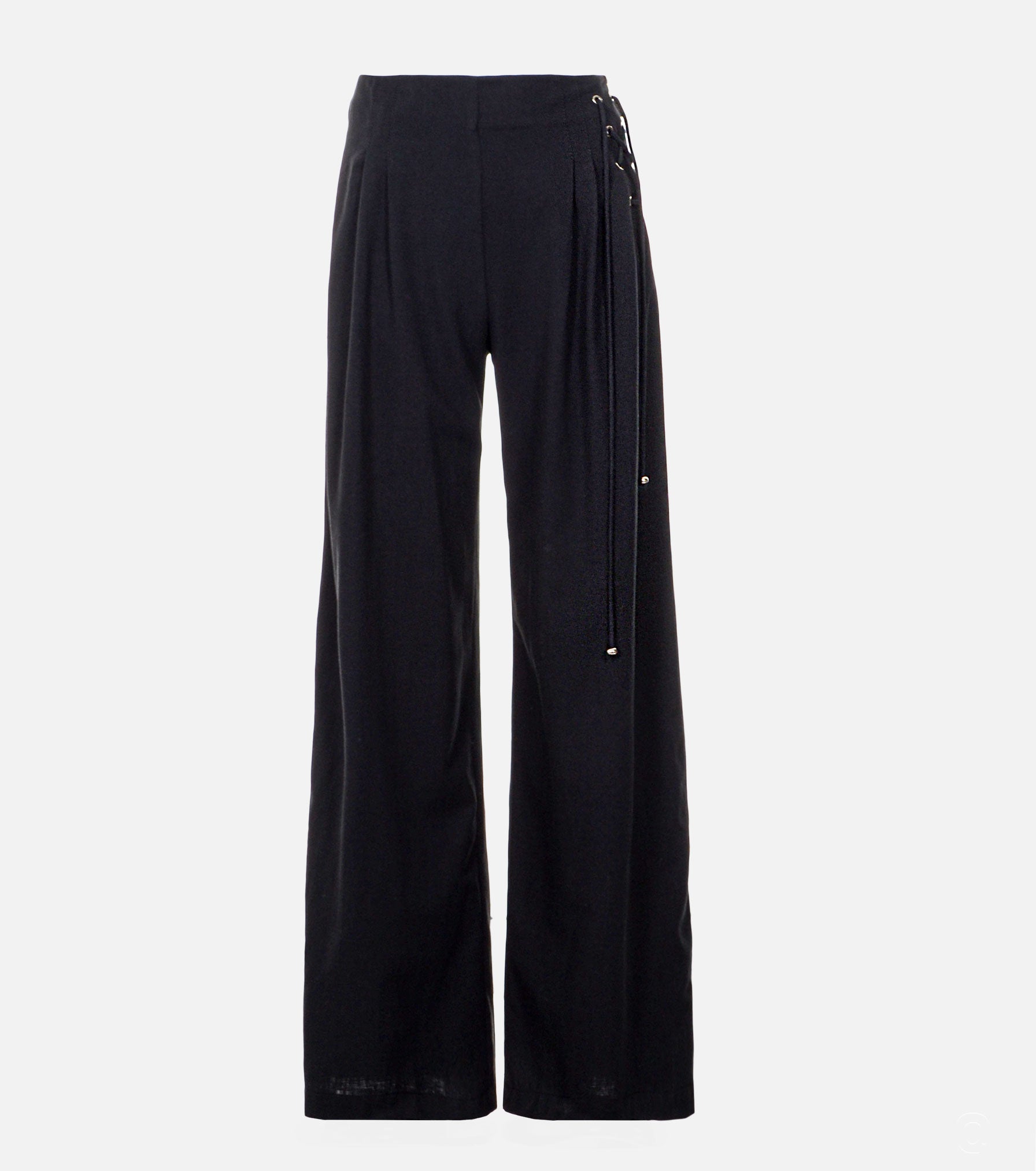 High Waist Trousers with Decorative Ties