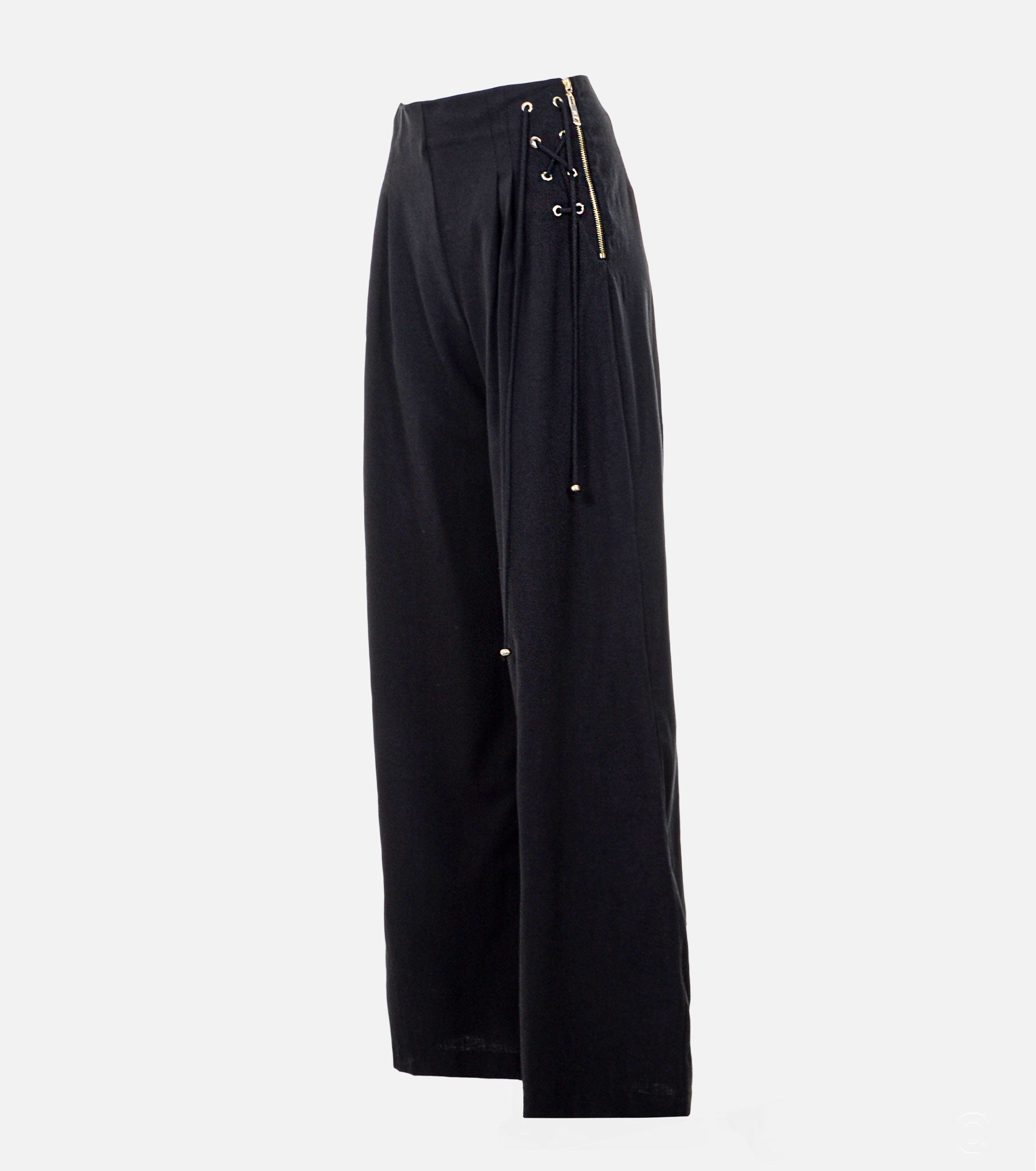 High Waist Trousers with Decorative Ties