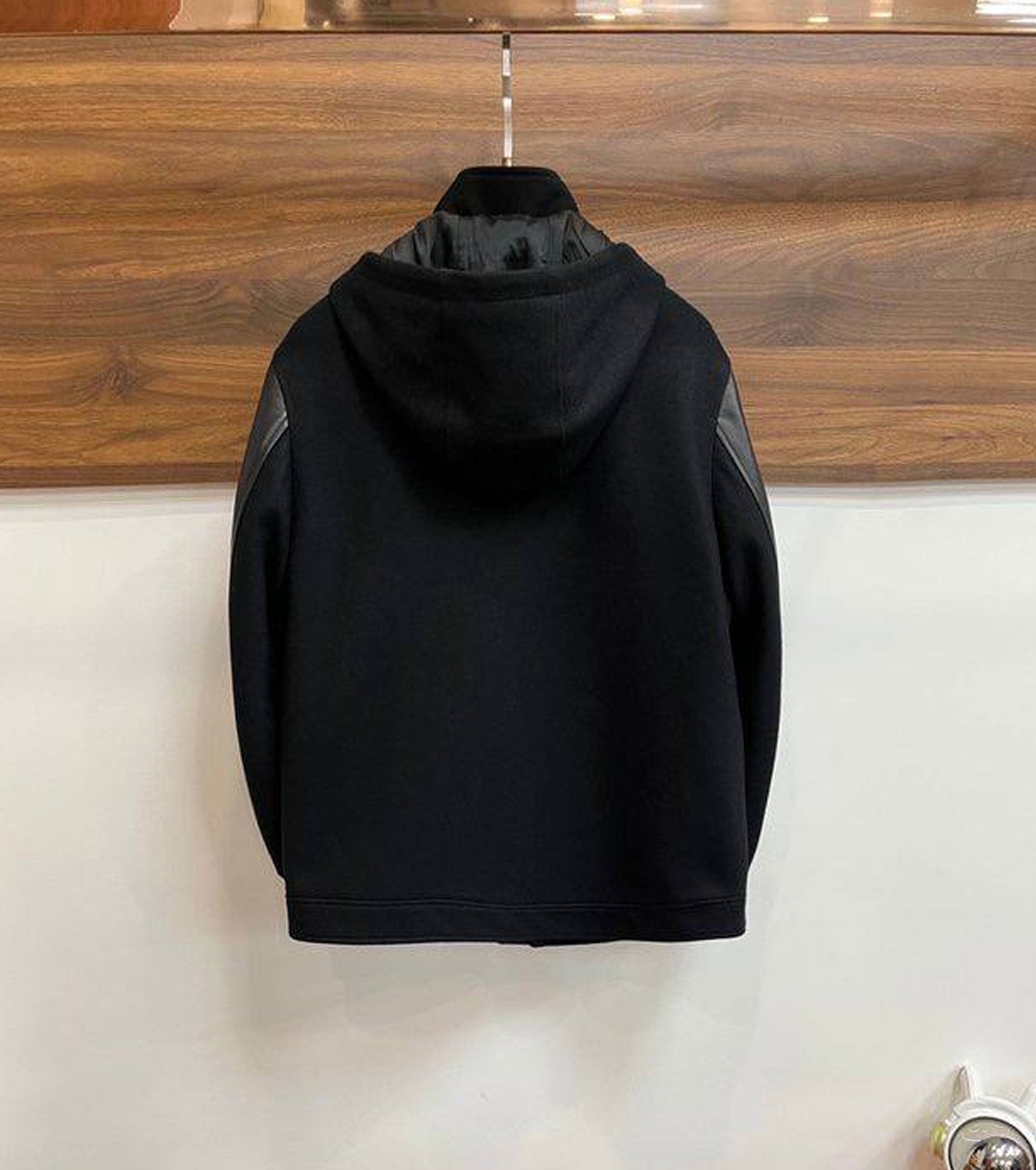 Men Jacket with Leather Sleeves