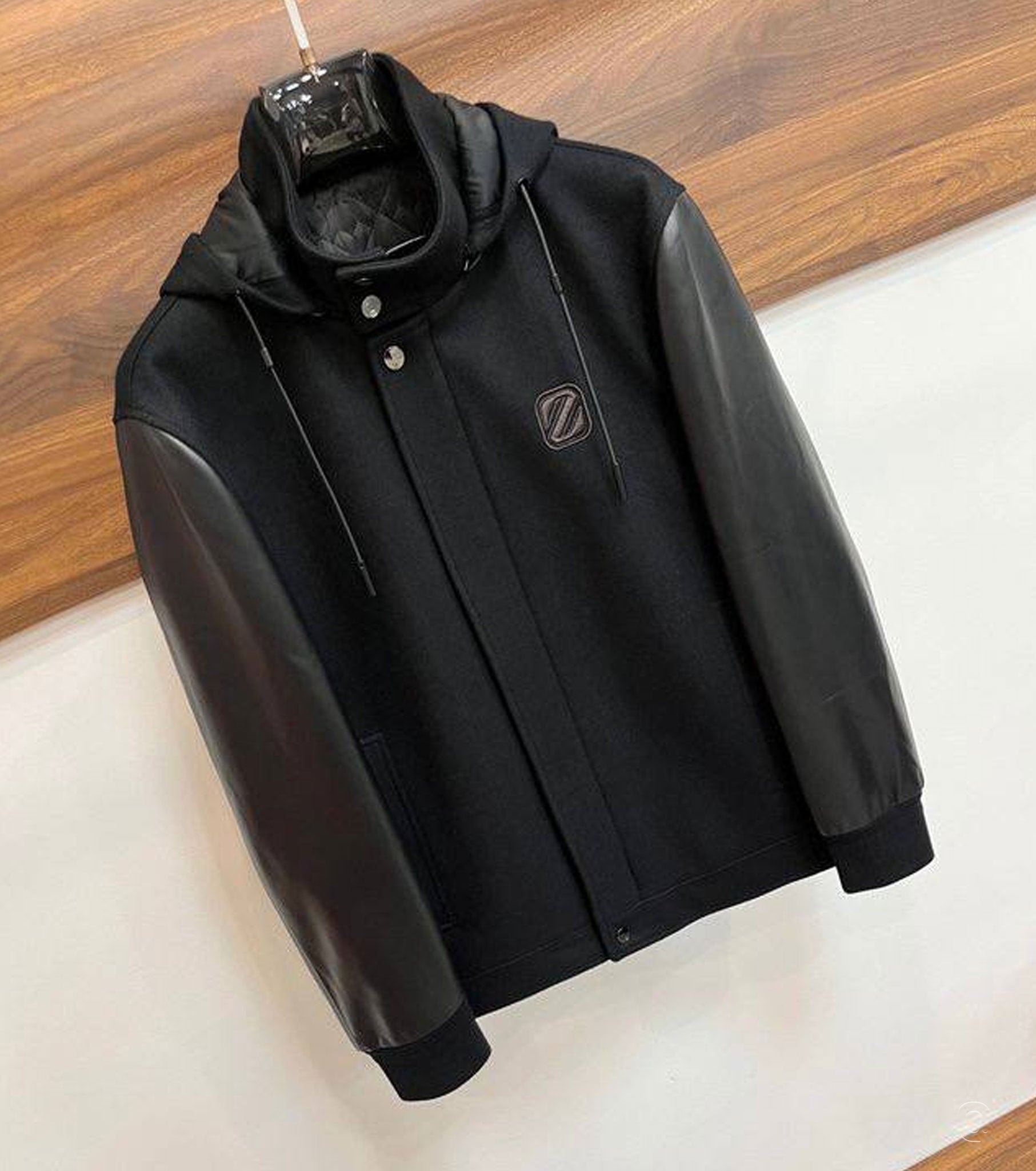 Men Jacket with Leather Sleeves