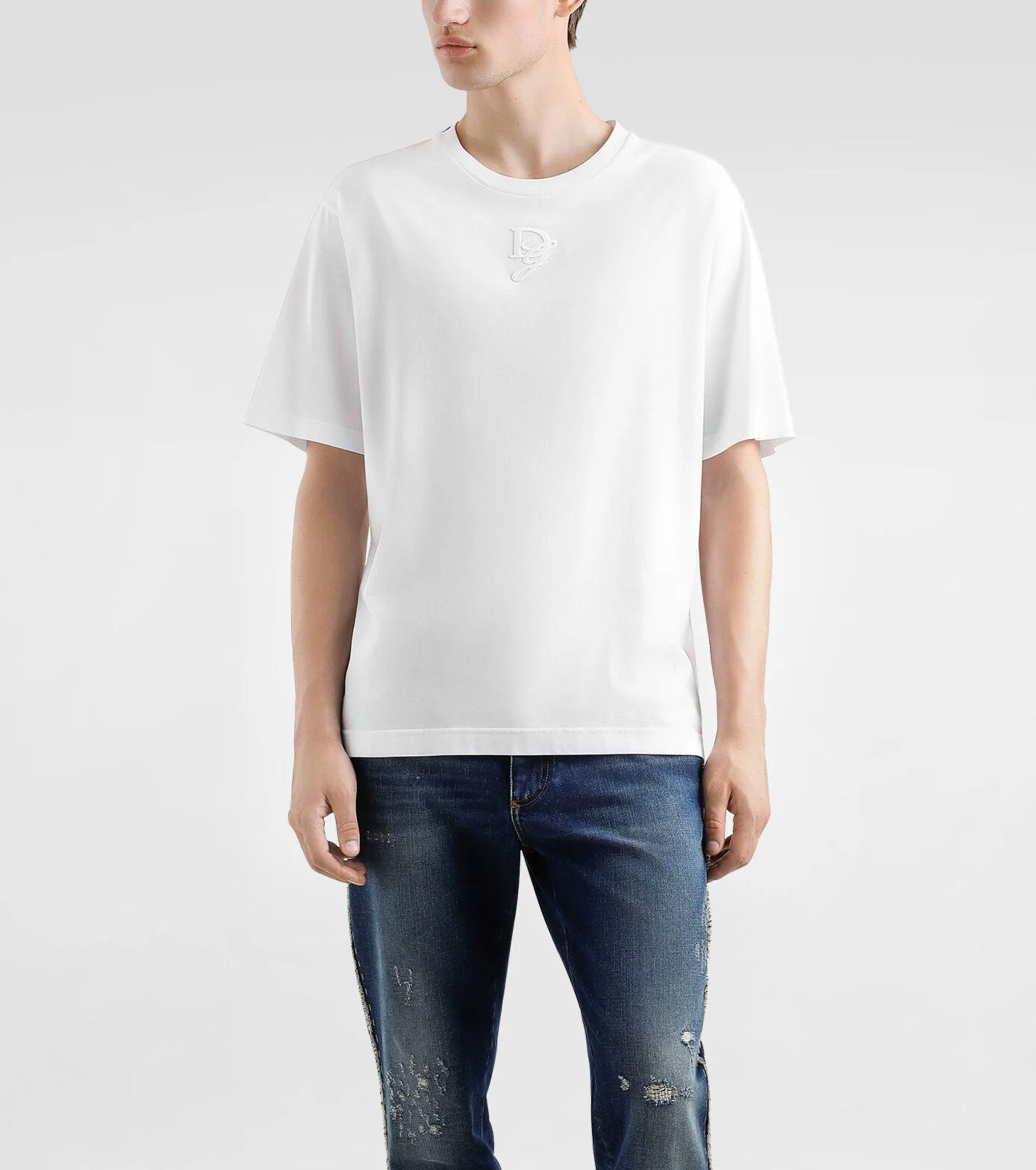 Cotton T-Shirt With Logo Embroidery GBB7096