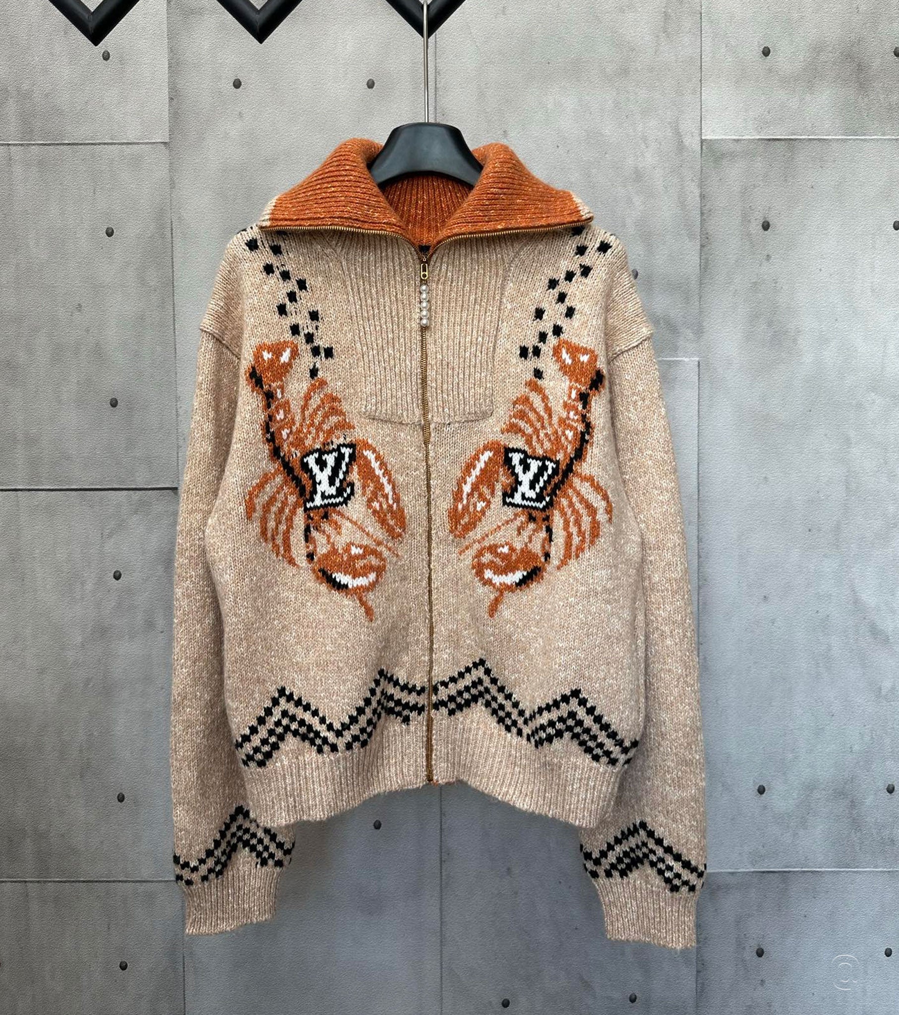 Zippered Knitted Cardigan