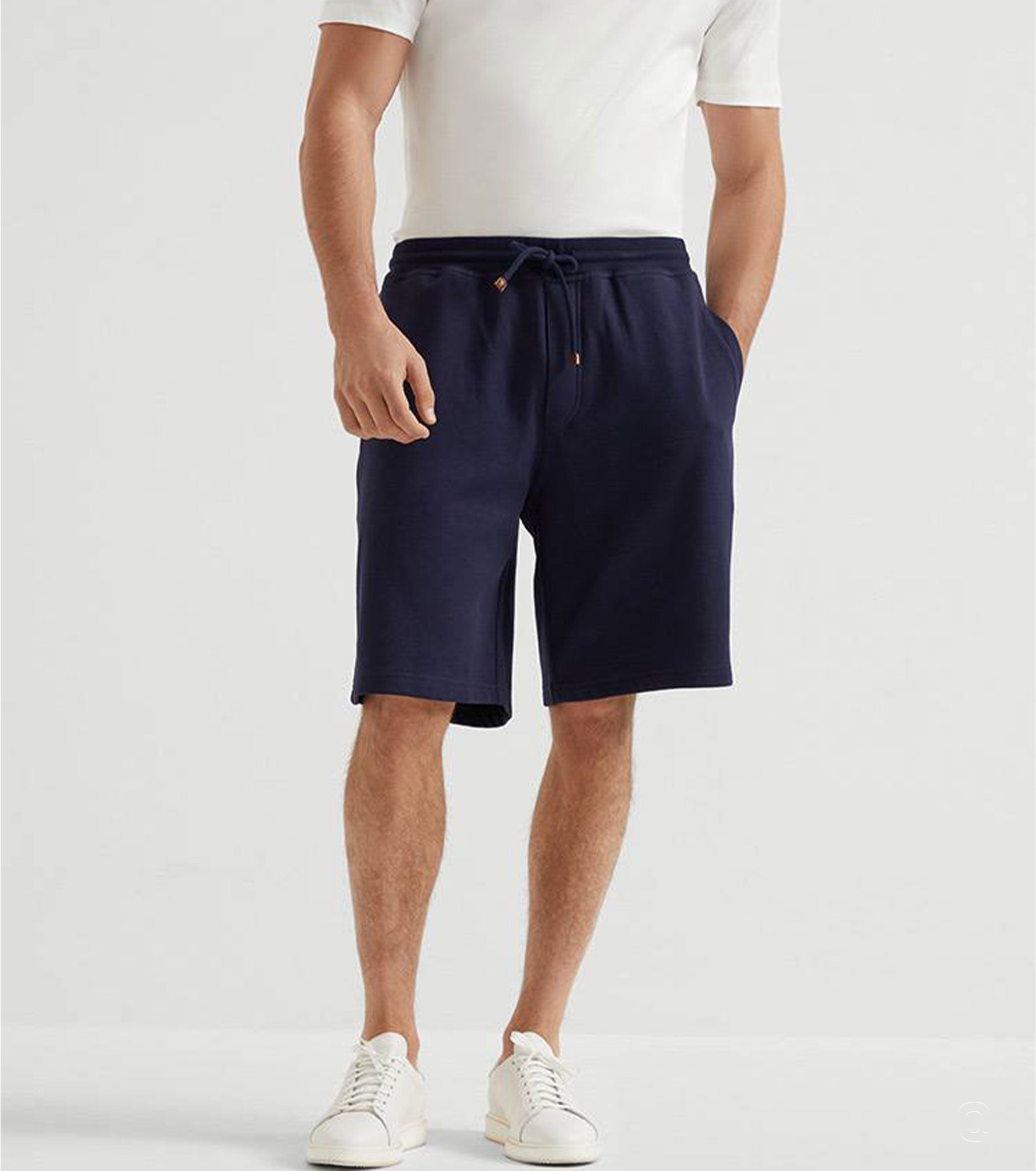 Techno cotton French terry shorts with piping