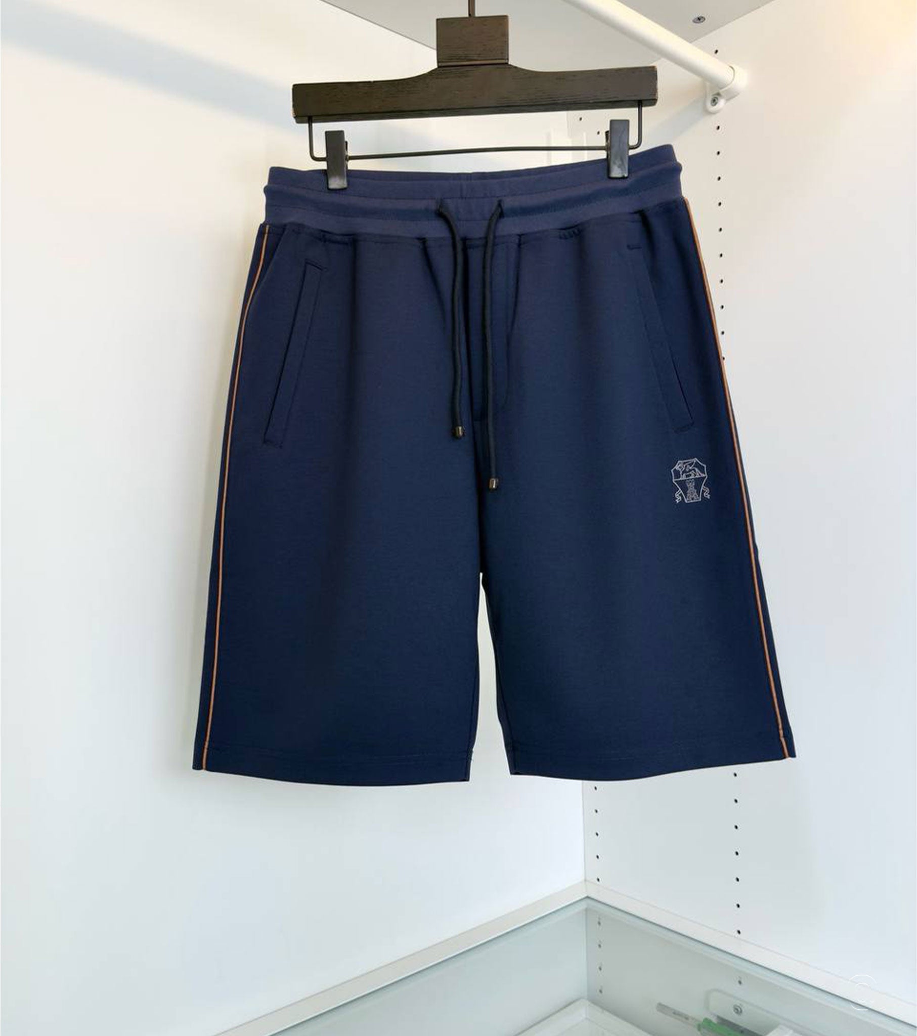 Techno cotton French terry shorts with piping