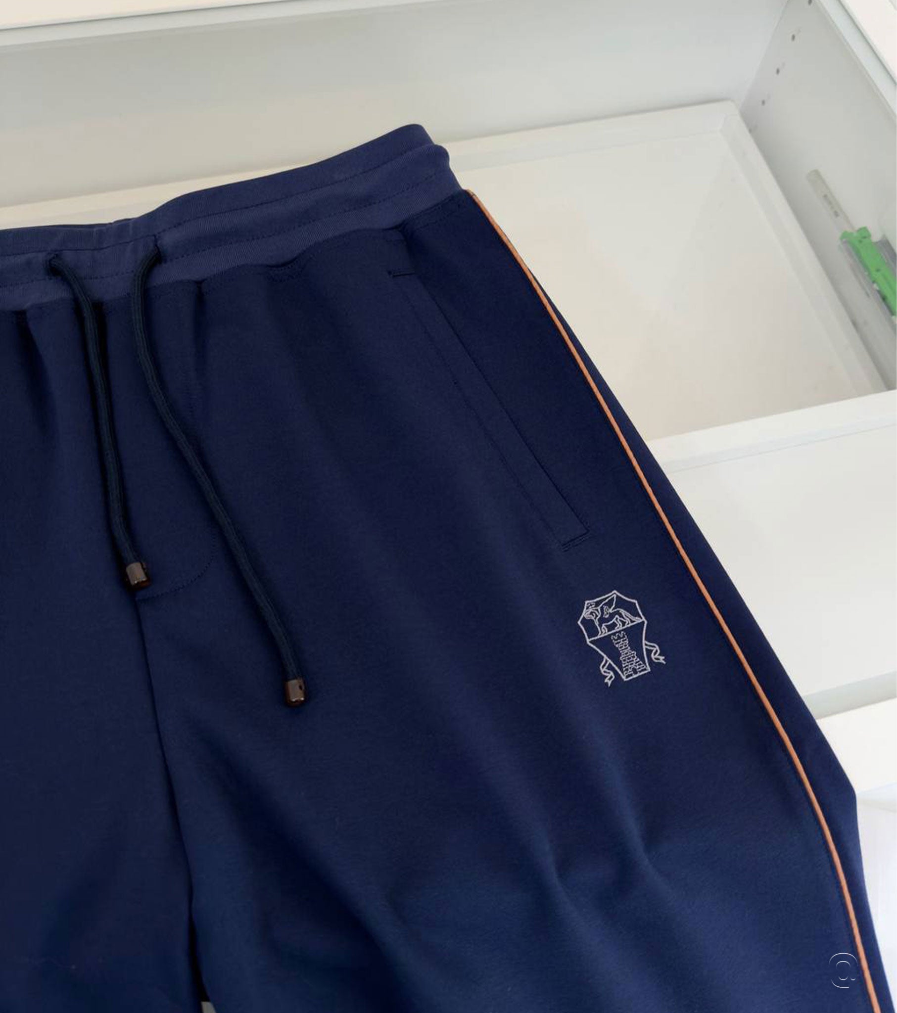 Techno cotton French terry shorts with piping