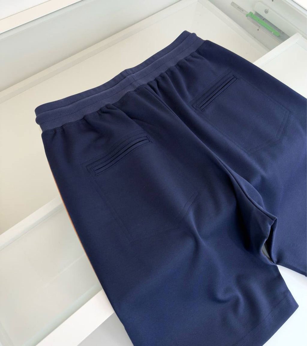 Techno cotton French terry shorts with piping