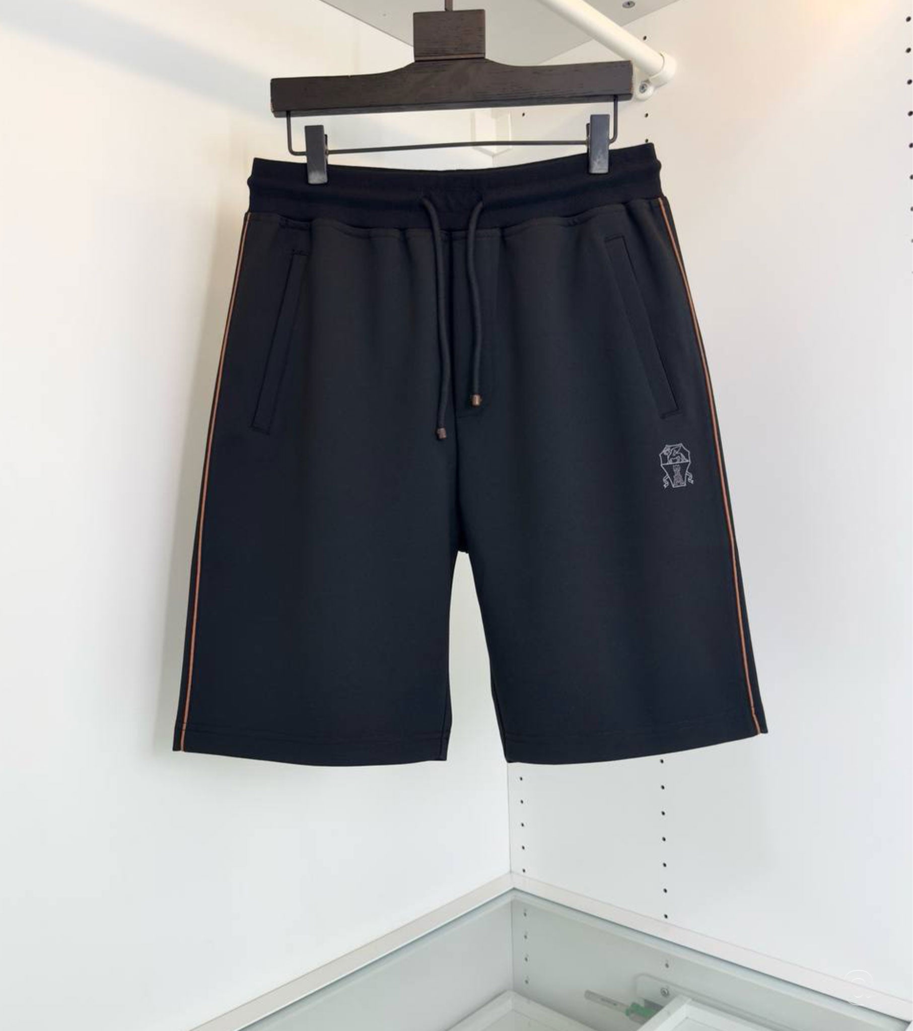 Techno cotton French terry shorts with piping