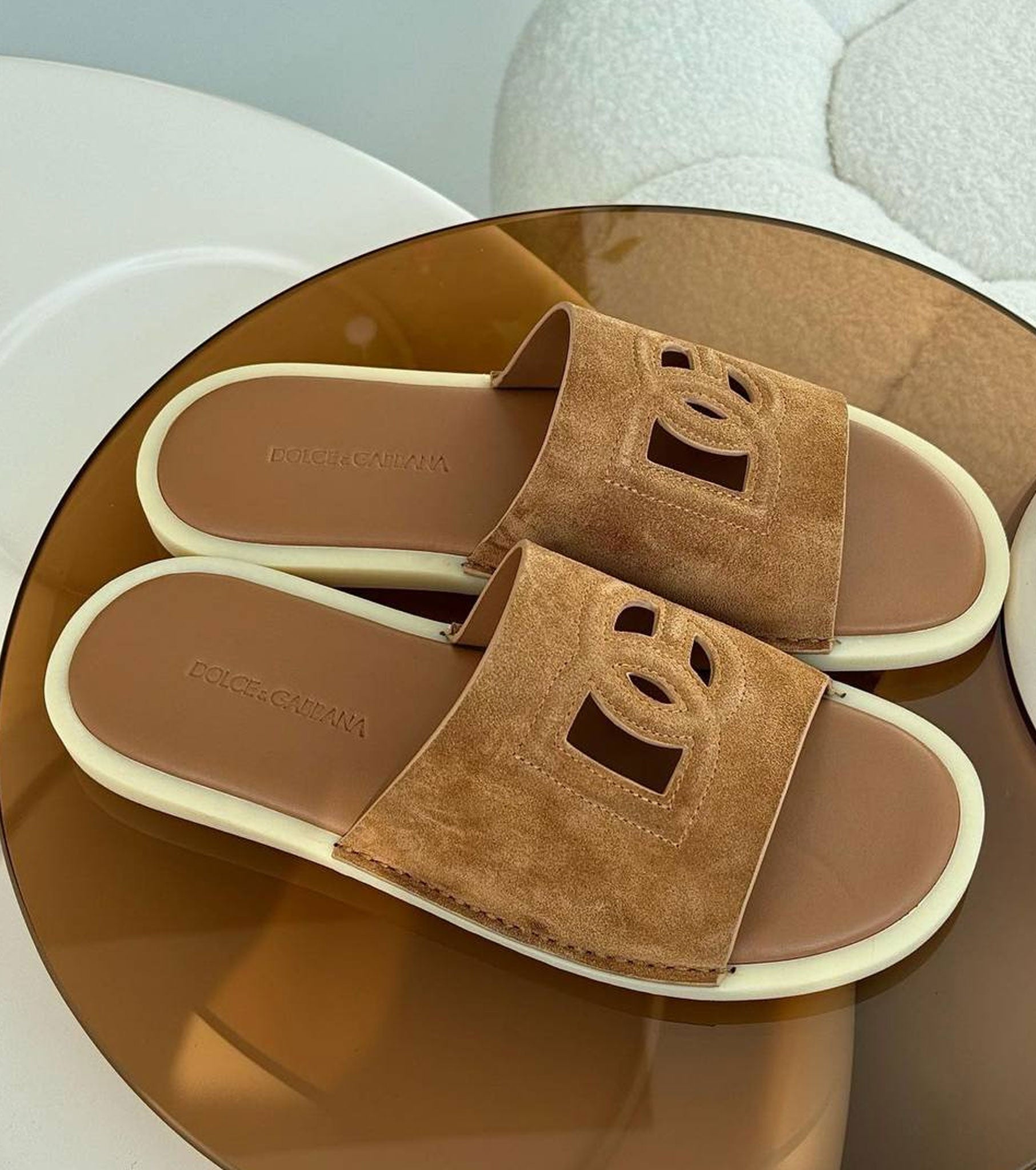 Suede sliders